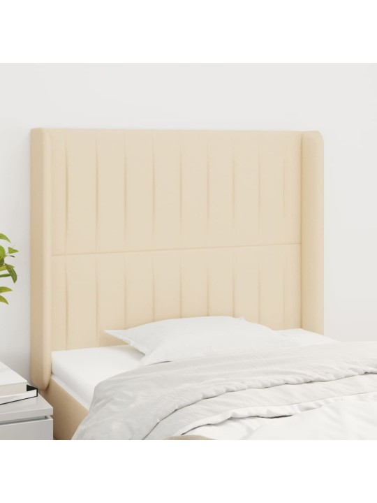 Čelo postele typu ušák krémové 93x16x118/128 cm textil