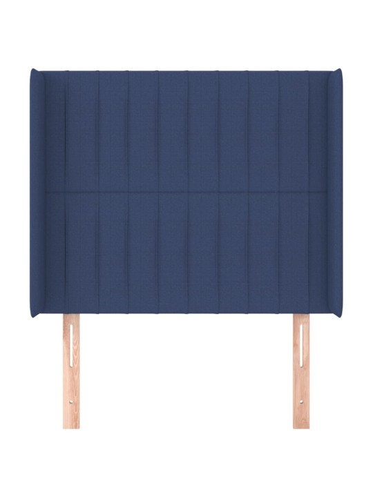 Čelo postele typu ušák modré 93x16x118/128 cm textil