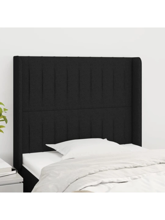 Čelo postele typu ušák černé 103x16x118/128 cm textil
