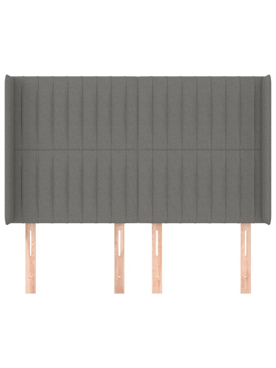 Čelo postele typu ušák tmavě šedé 147x16x118/128 cm textil