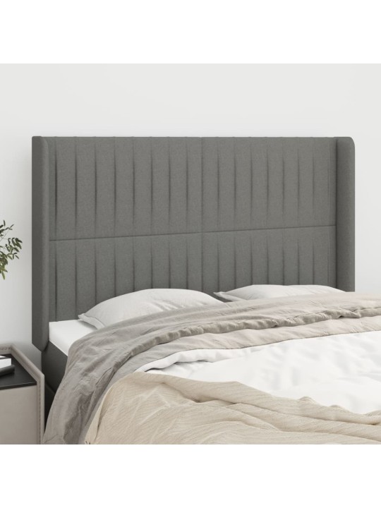 Čelo postele typu ušák tmavě šedé 147x16x118/128 cm textil