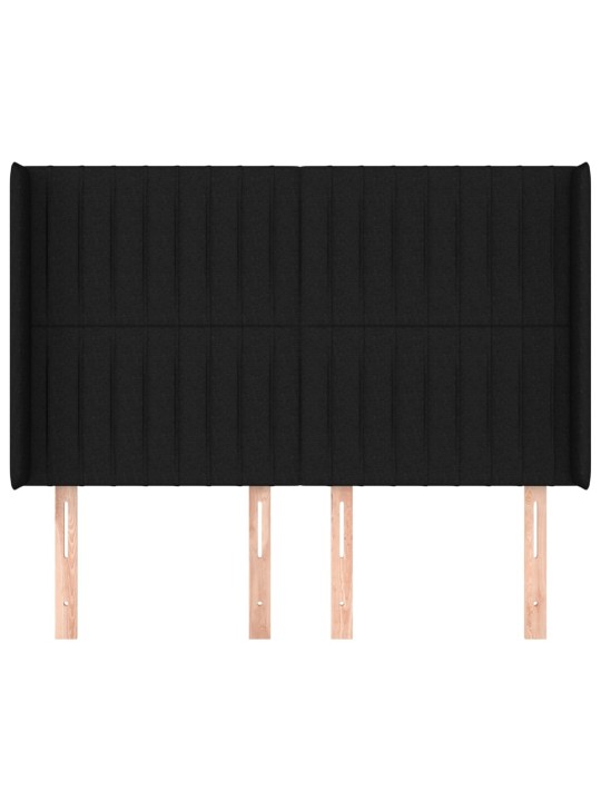 Čelo postele typu ušák černé 147x16x118/128 cm textil