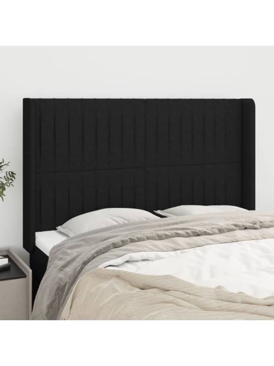 Čelo postele typu ušák černé 147x16x118/128 cm textil