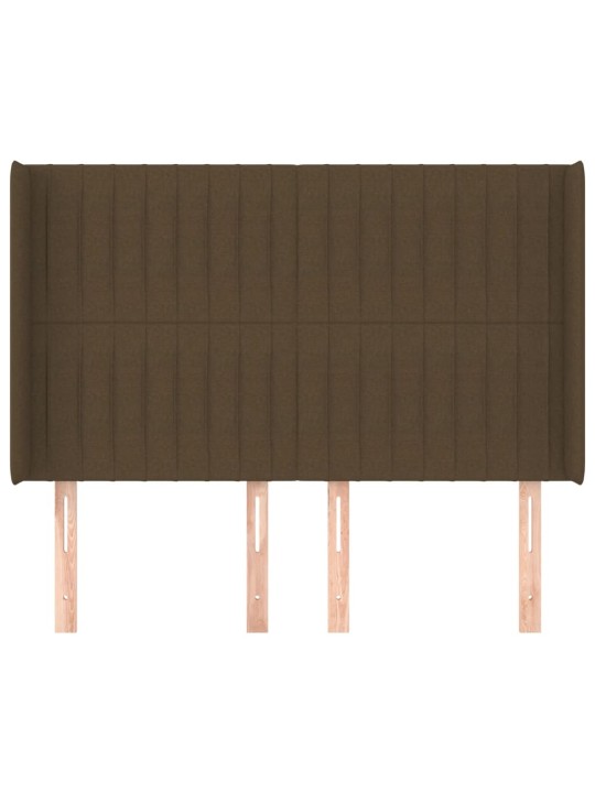 Čelo postele typu ušák tmavě hnědé 147x16x118/128 cm textil