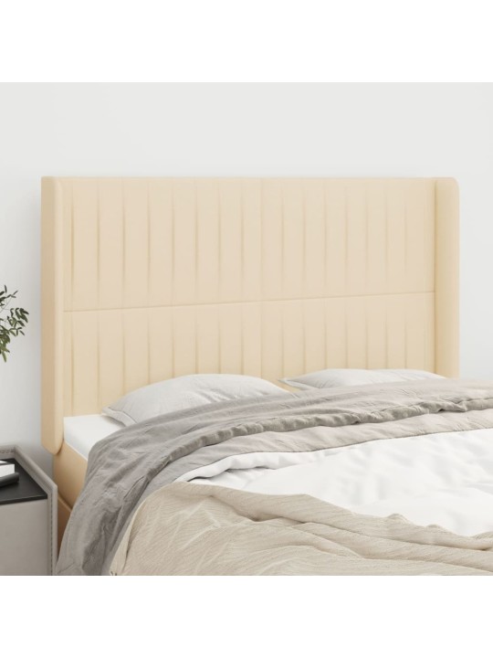 Čelo postele typu ušák krémové 147x16x118/128 cm textil