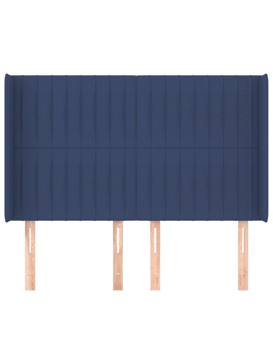 Čelo postele typu ušák modré 147x16x118/128 cm textil