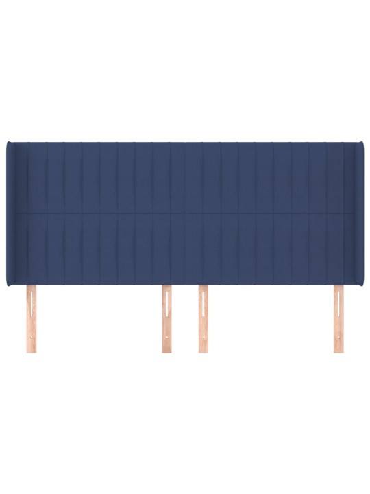 Čelo postele typu ušák modré 183x16x118/128 cm textil
