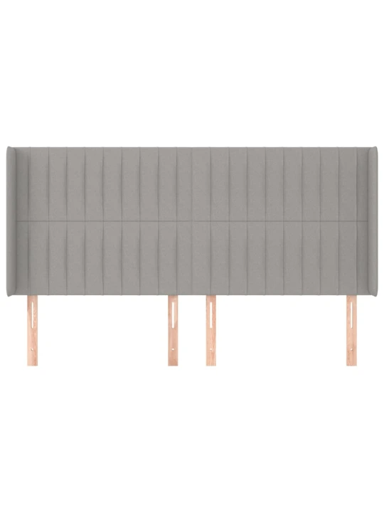 Čelo postele typu ušák světle šedé 203x16x118/128 cm textil