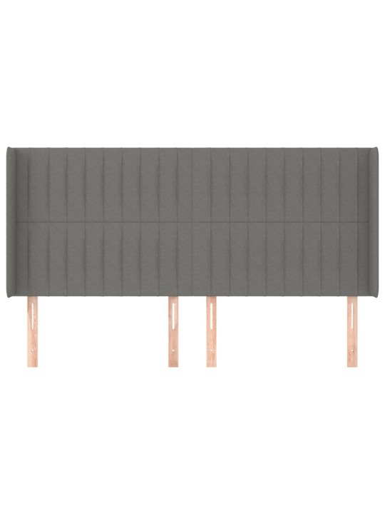 Čelo postele typu ušák tmavě šedé 203x16x118/128 cm textil