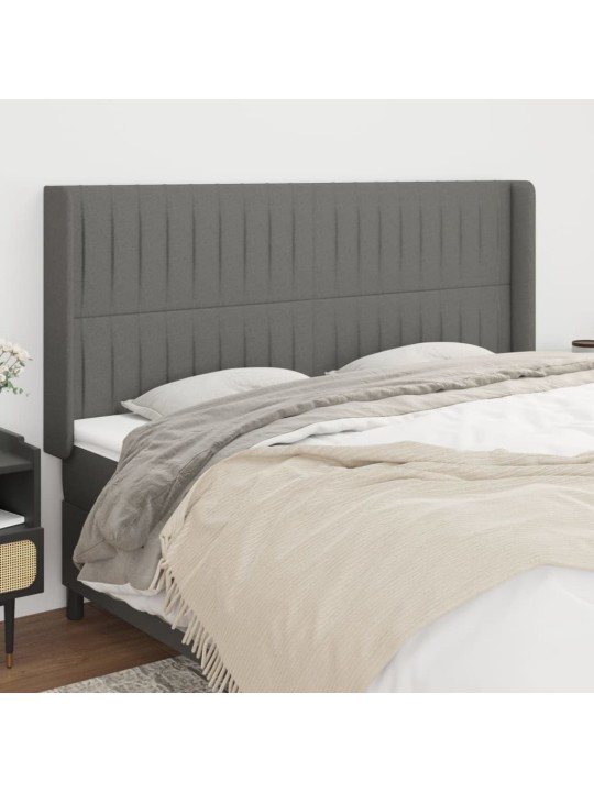Čelo postele typu ušák tmavě šedé 203x16x118/128 cm textil