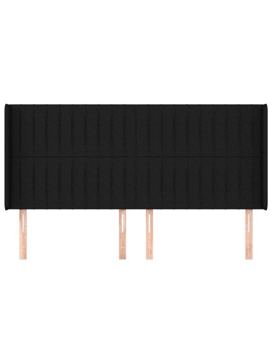 Čelo postele typu ušák černé 203x16x118/128 cm textil
