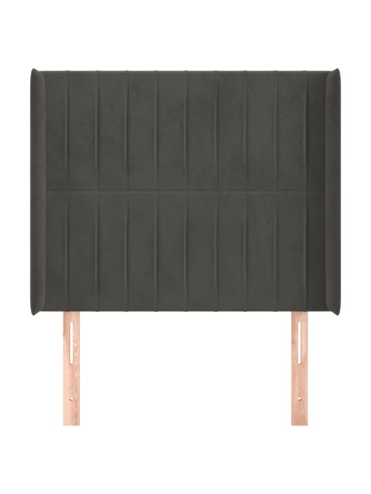 Čelo postele typu ušák tmavě šedé 83x16x118/128 cm samet