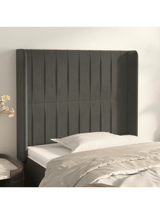 Čelo postele typu ušák tmavě šedé 83x16x118/128 cm samet