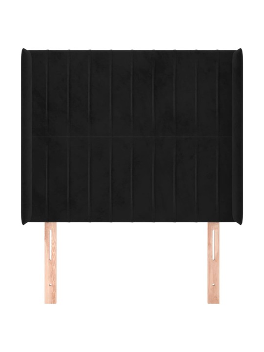 Čelo postele typu ušák černé 83x16x118/128 cm samet