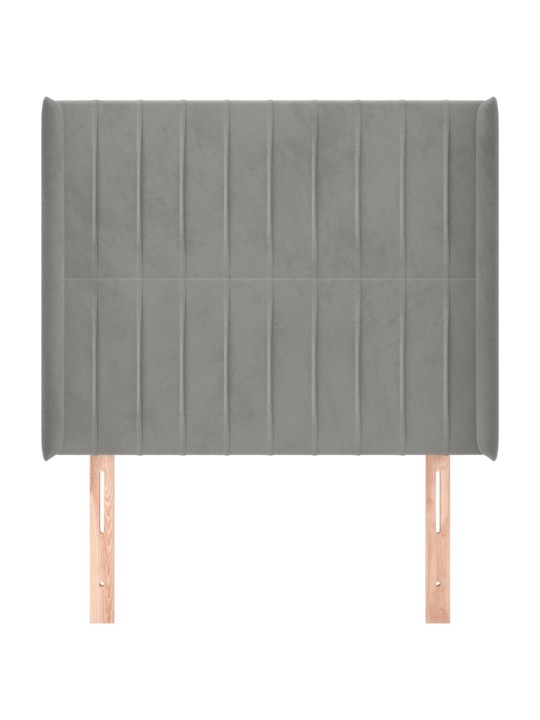 Čelo postele typu ušák světle šedé 93x16x118/128 cm samet