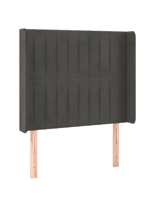 Čelo postele typu ušák tmavě šedé 93x16x118/128 cm samet