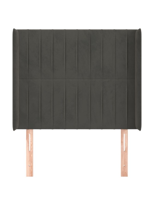 Čelo postele typu ušák tmavě šedé 93x16x118/128 cm samet
