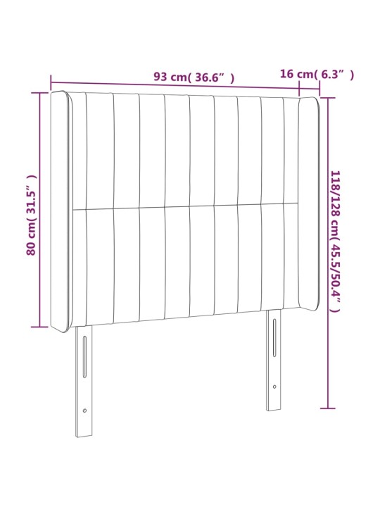 Čelo postele typu ušák tmavě šedé 93x16x118/128 cm samet