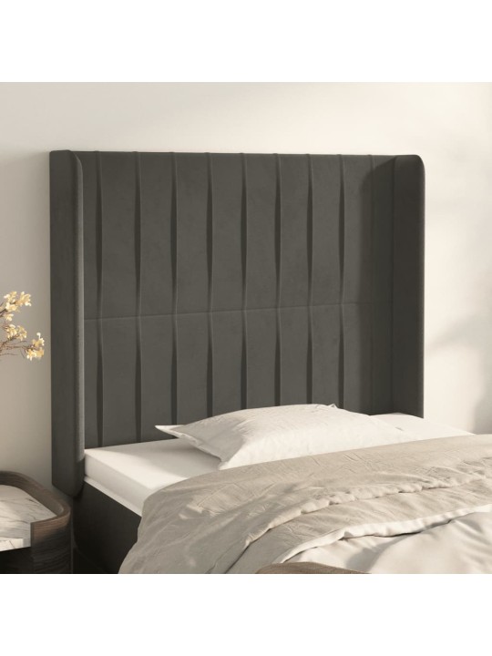 Čelo postele typu ušák tmavě šedé 93x16x118/128 cm samet