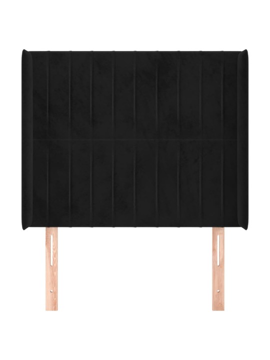 Čelo postele typu ušák černé 93x16x118/128 cm samet