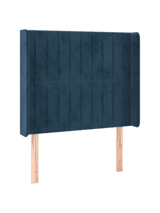 Čelo postele typu ušák tmavě modrá 93x16x118/128 cm samet