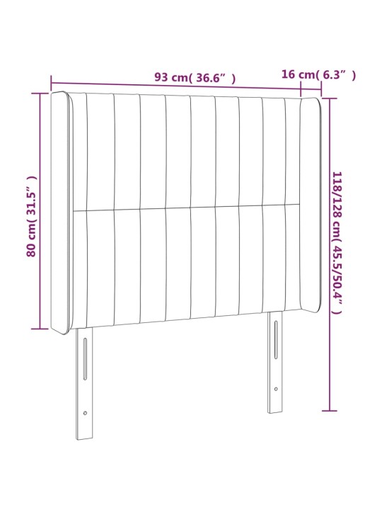 Čelo postele typu ušák tmavě modrá 93x16x118/128 cm samet