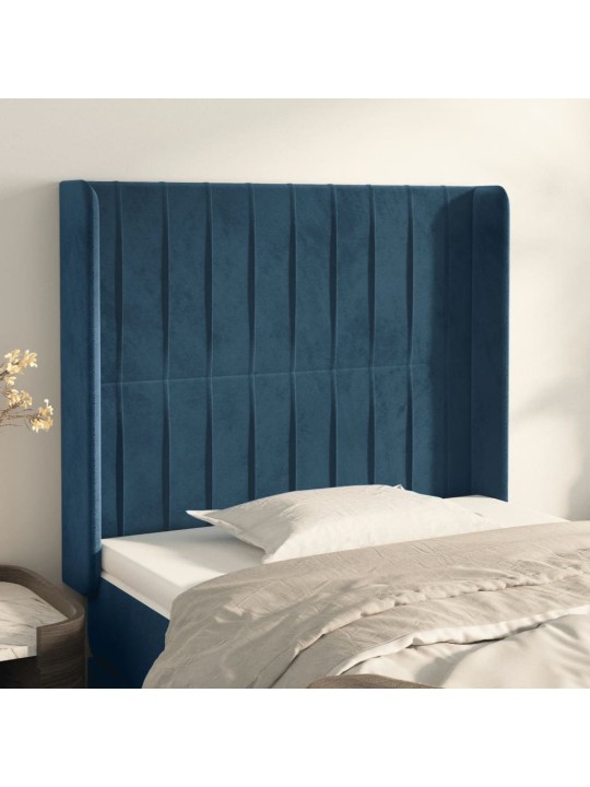 Čelo postele typu ušák tmavě modrá 93x16x118/128 cm samet