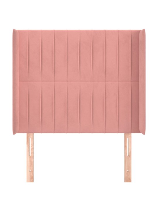 Čelo postele typu ušák růžové 93x16x118/128 cm samet