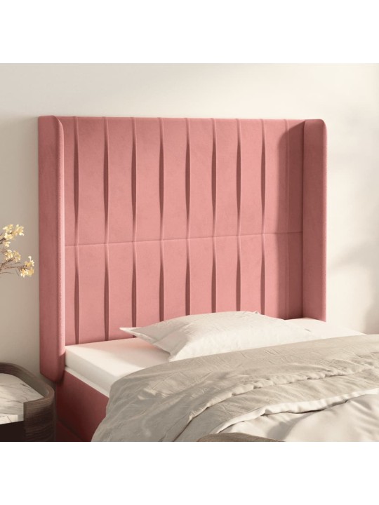 Čelo postele typu ušák růžové 93x16x118/128 cm samet