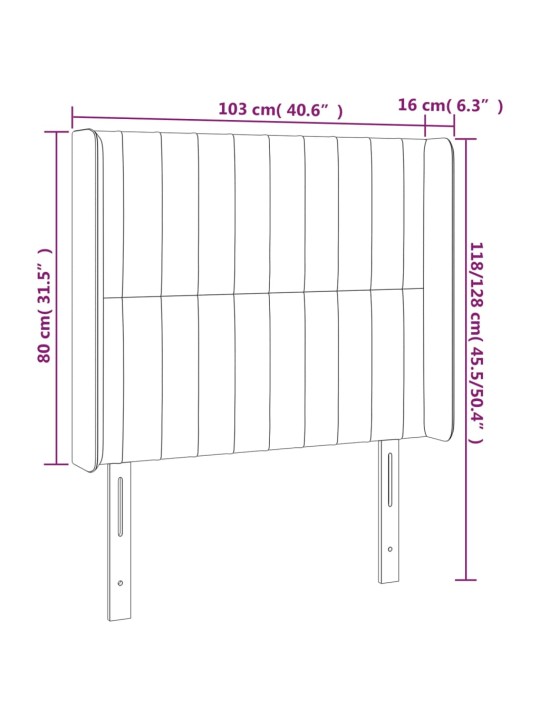 Čelo postele typu ušák tmavě šedé 103x16x118/128 cm samet