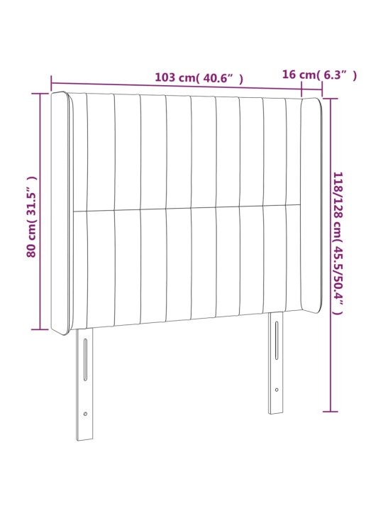 Čelo postele typu ušák tmavě modrá 103x16x118/128 cm samet