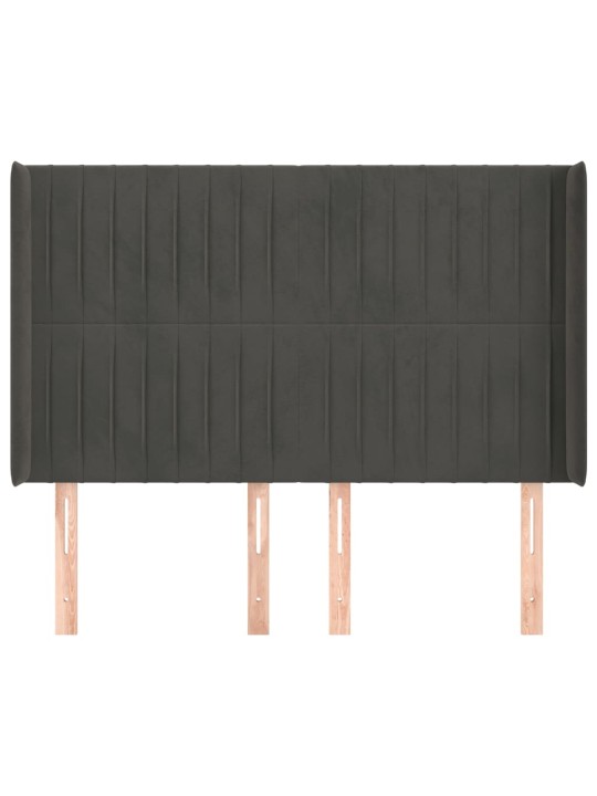 Čelo postele typu ušák tmavě šedé 147x16x118/128 cm samet