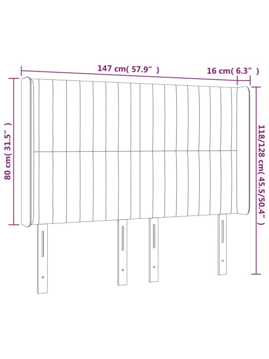Čelo postele typu ušák tmavě šedé 147x16x118/128 cm samet