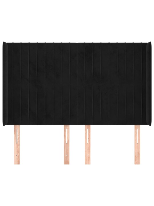 Čelo postele typu ušák černé 147x16x118/128 cm samet