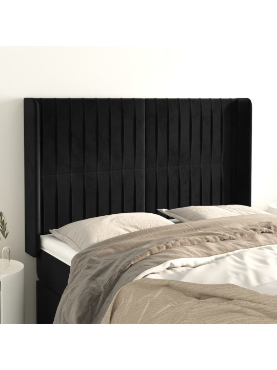 Čelo postele typu ušák černé 147x16x118/128 cm samet