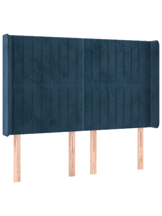 Čelo postele typu ušák tmavě modrá 147x16x118/128 cm samet