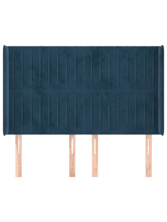 Čelo postele typu ušák tmavě modrá 147x16x118/128 cm samet