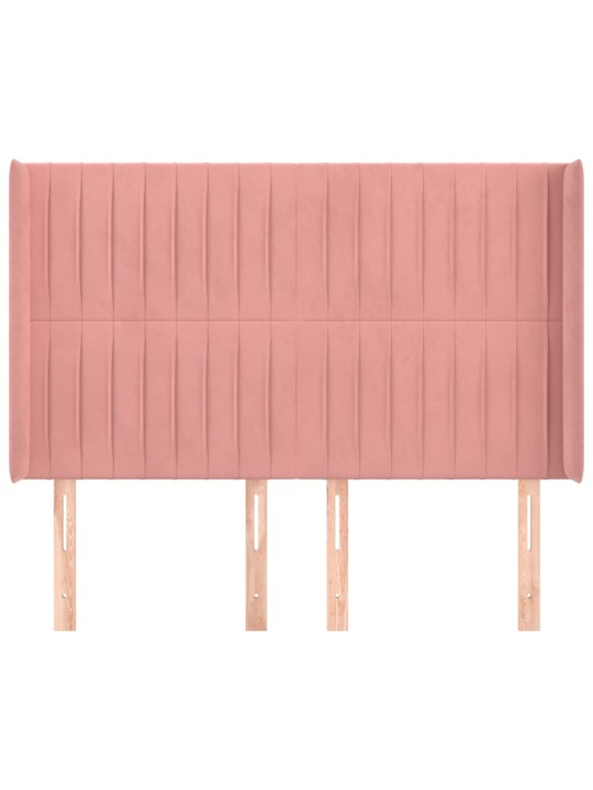 Čelo postele typu ušák růžové 147x16x118/128 cm samet