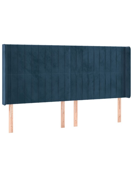 Čelo postele typu ušák tmavě modrá 163x16x118/128 cm samet