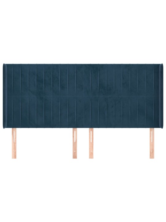Čelo postele typu ušák tmavě modrá 163x16x118/128 cm samet