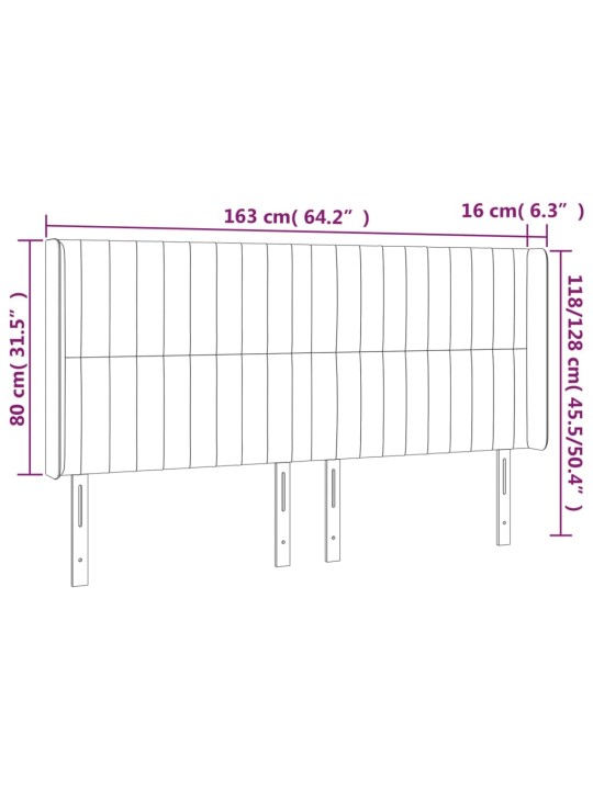 Čelo postele typu ušák tmavě modrá 163x16x118/128 cm samet
