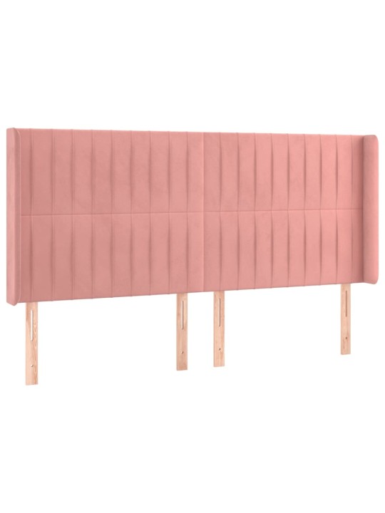 Čelo postele typu ušák růžové 163x16x118/128 cm samet