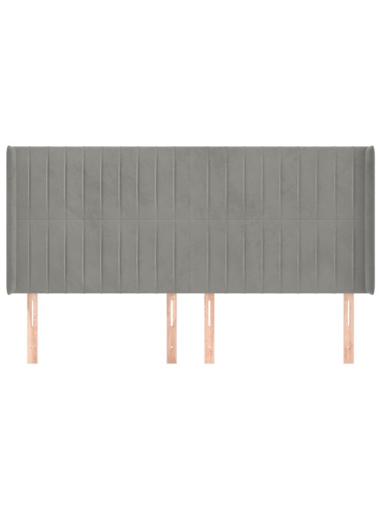 Čelo postele typu ušák světle šedé 183x16x118/128 cm samet
