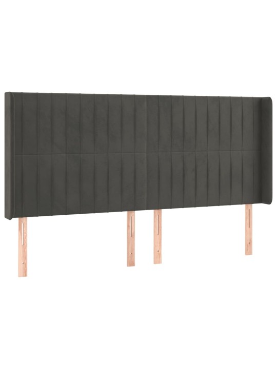 Čelo postele typu ušák tmavě šedé 183x16x118/128 cm samet