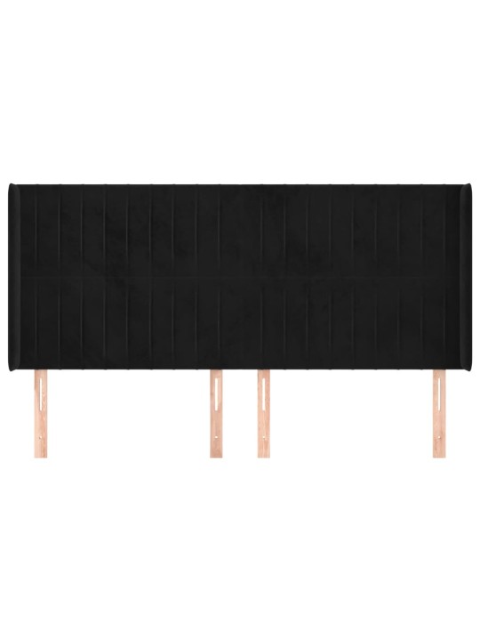 Čelo postele typu ušák černé 183x16x118/128 cm samet