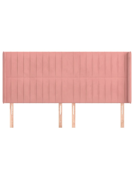 Čelo postele typu ušák růžové 183x16x118/128 cm samet