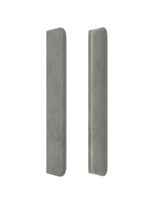 Čelo postele typu ušák světle šedé 203x16x118/128 cm samet