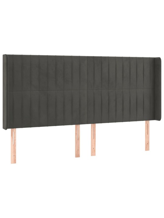 Čelo postele typu ušák tmavě šedé 203x16x118/128 cm samet