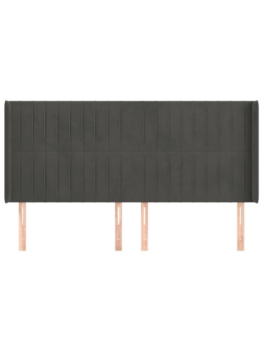 Čelo postele typu ušák tmavě šedé 203x16x118/128 cm samet