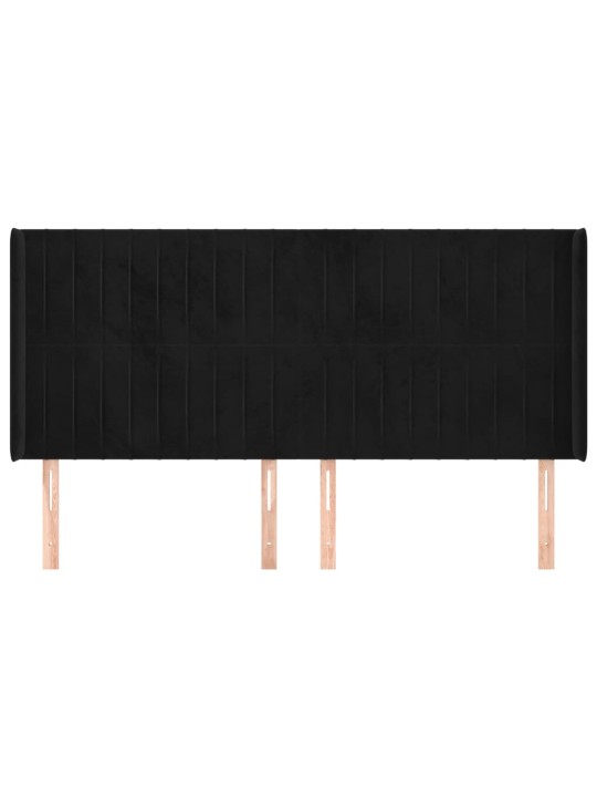 Čelo postele typu ušák černé 203x16x118/128 cm samet